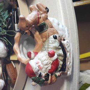 Ceramic Santa Sleigh with Reindeer planter